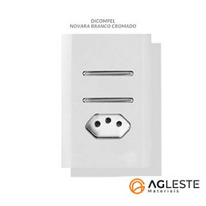CJ INTERRUPTOR DUPLO PARALELO + TOMADA 20A 4X2 - NOVARA BRANCO CROMADO