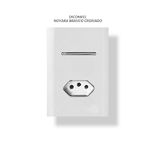 CJ INTERRUPTOR SIMPLES + TOMADA 10A  4X2 - NOVARA BRANCO CROMADO