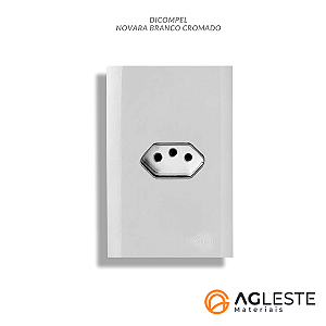 CJ TOMADA 20A HORIZONTAL 4X2 - NOVARA BRANCO CROMADO