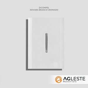 CJ INTERRUPTOR PULSADOR DE CAMPAINHA VERTICAL 4X2 - DICOMPEL NOVARA BRANCO CROMADO