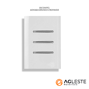 CJ INTERRUPTOR TRIPLO PARALELO 4X2 - NOVARA BRANCO CROMADO