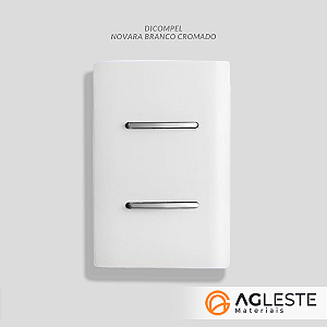 CJ INTERRUPTOR DUPLO SIMPLES 4X2 - NOVARA BRANCO CROMADO