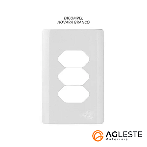 PLACA P/ 3 TOMADAS COM SUPORTE 4X2 - DICOMPEL NOVARA BRANCO
