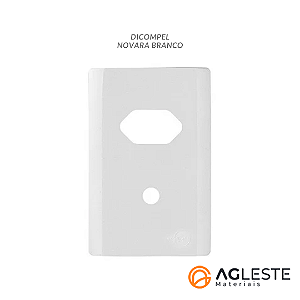 PLACA P/ 1 TOMADA + FURO COM SUPORTE 4X2 - NOVARA BRANCO