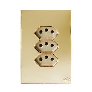 CJ TOMADA TRIPLA 20A COM SUPORTE 4X2 - NOVARA GLASS DOURADO GOLD