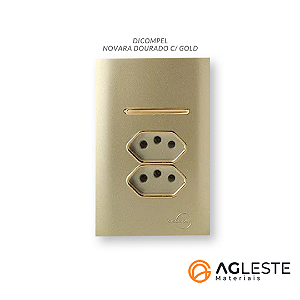 CJ INTERRUPTOR SIMPLES + TOMADA DUPLA 20A 4X2 - NOVARA DOURADO GOLD