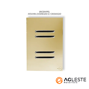 CJ INTERRUPTOR  QUADRUPLO 2SIMPLES + 2 PARALELO (ESPECIAL) 4X2 - NOVARA GLASS DOURADO CROMADO