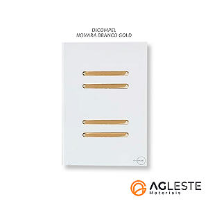 CJ INTERRUPTOR QUADRUPLO 2 SIMPLES+2 PARALELOS (ESPECIAL) 4X2 - NOVARA GLASS BRANCO GOLD