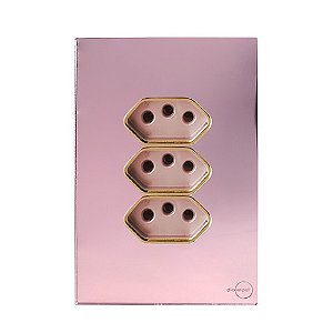 CJ TOMADA TRIPLA 20A 4X2 - NOVARA GLASS OURO ROSE / GOLD