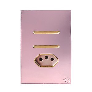 CJ INTERRUPTOR DUPLO SIMPLES + TOMADA 20A 4X2 - NOVARA GLASS OURO ROSE / GOLD