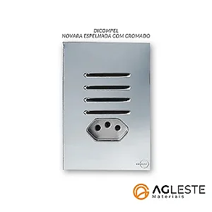 CJ INTERRUPTOR QUADRUPLO (2 SIMPLES + 2 PARALELO) + TOMADA 10A  (ESPECIAL) 4X2 -  NOVARA GLASS ESPELHADA CROMADO