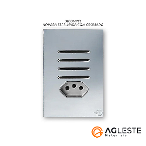 CJ INTERRUPTOR QUADRUPLO SIMPLES + TOMADA 10A 4X2 - NOVARA GLASS ESPELHADA CROMADO