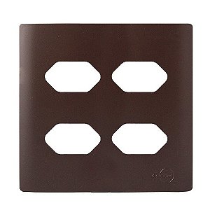 PLACA P/ 4 TOMADAS COM SUPORTE 4X4 - NOVARA MARROM FOSCO