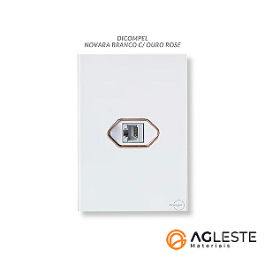 CJ ENTRADA RJ45 (INTERNET) 4X2 - NOVARA GLASS BRANCO / OURO ROSE