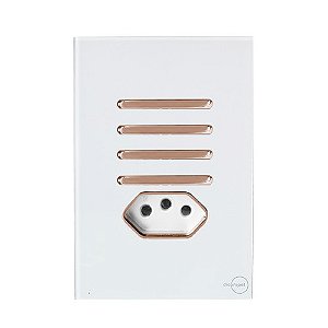 CJ INTERRUPTOR QUADRUPLO (2 SIMPLES +2 PARALELO)+ TOMADA 10A(ESPECIAL)4X2 - NOVARA GLASS BRANCO / ROSE
