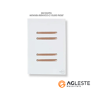 CJ INTERRUPTOR QUADRUPLO SIMPLES (ESPECIAL) 4X2 - NOVARA GLASS BRANCO / OURO ROSE