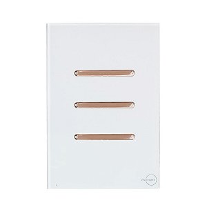 CJ INTERRUPTOR TRIPLO (2 SIMPLES + 1 PARALELO) 4X2 - NOVARA GLASS BRANCO/ OURO ROSE