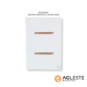 CJ INTERRUPTOR DUPLO SIMPLES 4X2 - NOVARA GLASS BRANCO / OURO ROSE