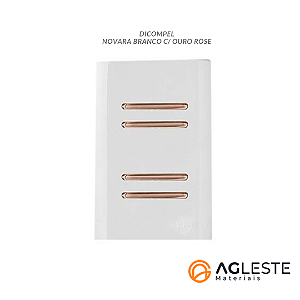 CJ INTERRUPTOR QUADRUPLO SIMPLES (ESPECIAL) 4X2 - NOVARA BRANCO C/ OURO ROSE