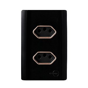 CJ TOMADA DUPLA 20A 4X2 - NOVARA PRETO BRILHANTE OURO ROSE