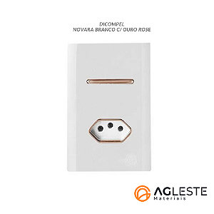 CJ INTERRUPTOR PARALELO + TOMADA 20A 4X2 - NOVARA BRANCO C/ OURO ROSE