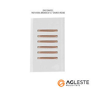 CJ INTERRUPTOR SEXTUPLO SIMPLES (ESPECIAL) 4X2 - NOVARA BRANCO C/ OURO ROSE