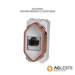 MODULO RJ45 ( INTERNET ) -  NOVARA BRANCO C/ OURO ROSE