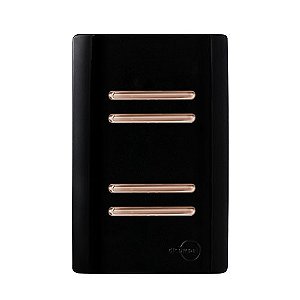 CJ INTERRUPTOR QUADRUPLO PARALELO (ESPECIAL) 4X2 - NOVARA PRETO BRILHANTE OURO ROSE