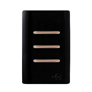 CJ INTERRUPTOR TRIPLO (2 SIMPLES+ 1 PARALELO) 4X2 - NOVARA PRETO BRILHANTE OURO ROSE
