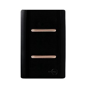 CJ INTERRUPTOR DUPLO PARALELO  4X2 - NOVARA PRETO BRILHANTE OURO ROSE