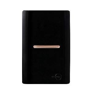CJ INTERRUPTOR SIMPLES HORIZONTAL 4X2- NOVARA PRETO BRILHANTE OURO ROSE