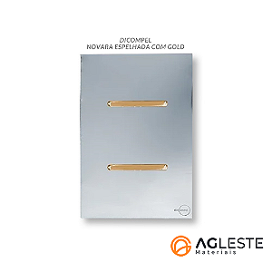 CJ INTERRUPTOR DUPLO SIMPLES 4X2 - NOVARA GLASS ESPELHADA GOLD