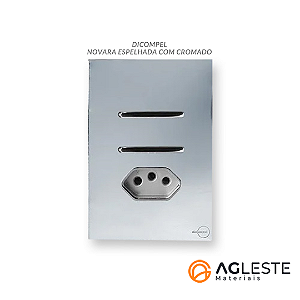 CJ INTERRUPTOR DUPLO PARALELO + TOMADA 20A 4X2 - NOVARA GLASS ESPELHADA CROMADO