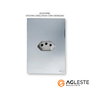 CJ TOMADA 10A HORIZONTAL 4X2 - NOVARA GLASS ESPELHADA CROMADO