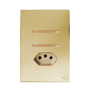 CJ INTERRUPTOR DUPLO PARALELO + TOMADA 10A 4X2 - NOVARA GLASS DOURADO / GOLD