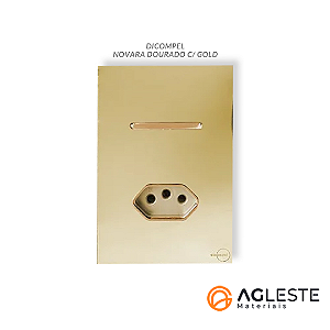CJ INTERRUPTOR SIMPLES + TOMADA 10A 4X2 - NOVARA GLASS DOURADO GOLD