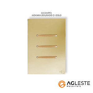 CJ INTERRUPTOR TRIPLO (2 SIMPLES + 1 PARALELO) 4X2 - NOVARA GLASS DOURADO GOLD