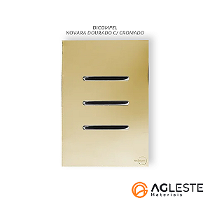 CJ INTERRUPTOR TRIPLO ( 2 PARALELO + 1 SIMPLES) 4X2 - NOVARA GLASS DOURADO CROMADO