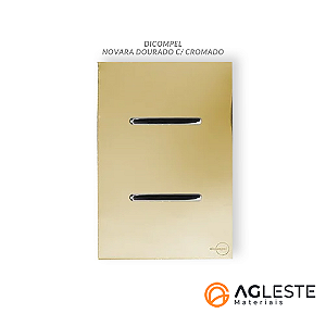 CJ INTERRUPTOR DUPLO SIMPLES 4X2 - NOVARA GLASS DOURADO CROMADO