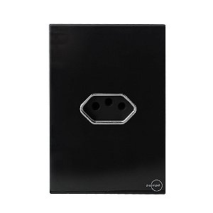 CJ TOMADA 20A HORIZONTAL 4X2 - NOVARA GLASS PRETO BRILHANTE CROMADO