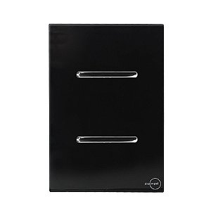 CJ INTERRUPTOR DUPLO SIMPLES 4X2 - NOVARA GLASS PRETO BRILHANTE CROMADO