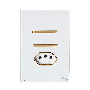 CJ INTERRUPTOR DUPLO PARALELO + TOMADA 20A 4X2 - NOVARA GLASS BRANCO GOLD