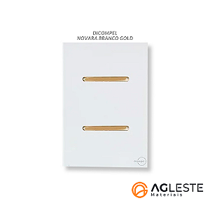 CJ INTERRUPTOR DUPLO PARALELO 4X2 - NOVARA GLASS BRANCO GOLD
