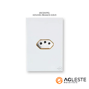 CJ TOMADA 20A HORIZONTAL 4X2 - NOVARA GLASS BRANCO GOLD