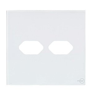 PLACA P/ 2 TOMADAS HORIZONTAL C/SUP. 4X4-NOVARA GLASS BRANCO