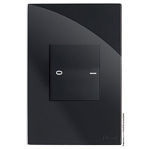 CJ INTERRUPTOR 1 TECLA DUPLA INTERMEDIARIO 4X2 - RECTA BLACK GLOSS - BRG11135-1BK