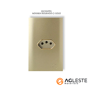 CJ TOMADA 10A HORIZONTAL  4X2 - NOVARA DOURADO GOLD