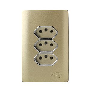 CJ TOMADA TRIPLA 20A 4X2 - NOVARA DOURADO CROMADO