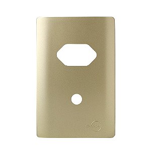 PLACA P/ 1 TOMADA + FURO COM SUPORTE 4X2 - NOVARA DOURADO