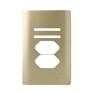 PLACA P/ 2 INTERRUPTORES + 2 TOMADAS C/ SUPORTE (ESPECIAL) 4X2 - NOVARA DOURADO